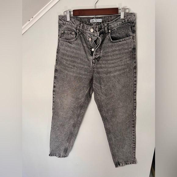 Zara Denim - ZARA women’s 30 ankle length button fly high rise gray black skinny leg jean